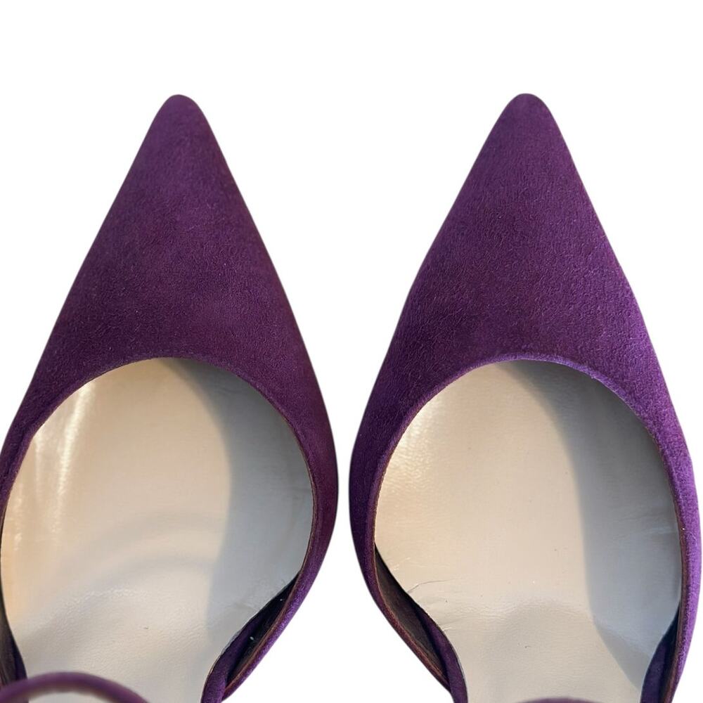Manolo Blahnik Minis Purple Suede Slingback Pointed Toe High Heel Pump 38 - Picture 6 of 11